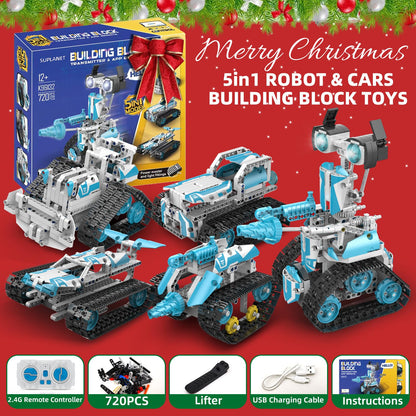 Suplanet STEM Robot for Kids Ages 8-14, 5-in-1 Remote Control and APP Programmable Robot Toys - 720 Pcs DIY Building Science Educational Kit, Building Block Birthday Present for Teen Boys Girls