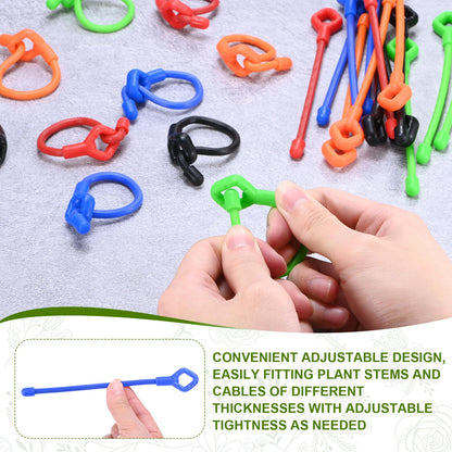 M METERXITY 12-Pack Adjustable Plant Ties, 12inch/30.48cm Silicone Flexible Multi-Function Sturdy Garden Twist Tie for Plant Support/Tree/Shrub/Vine, Reusable Support Twine [Blue]