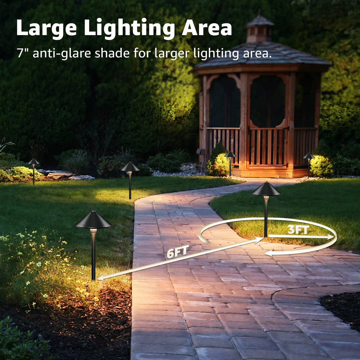 SUNVIE Low Voltage Landscape Lights 3W LED Aluminum Pathway Lights 12 Pack 3000K Waterproof Black Model LSBWB0312C