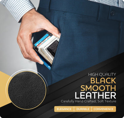 Claasico™ Money Clip Leather Wallet For Men Slim Front Pocket RFID Blocking with Super Strong Magnetic
