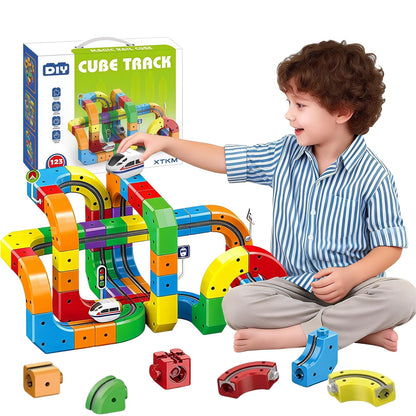 123PCS Infinity Racer MagneticTrain Set, STEM Train Set for Boys & Girls Ages 3-8, Children's