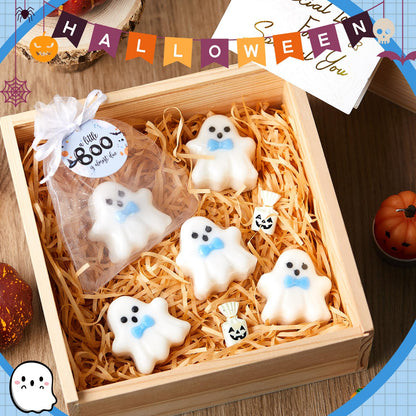 Leelosp 12 Set A Little Boo is Almost Due Baby Shower Halloween Baby Shower Soap Favor Decorations Ghost Shaped Soap for Halloween Boo Party Supplies(Blue)