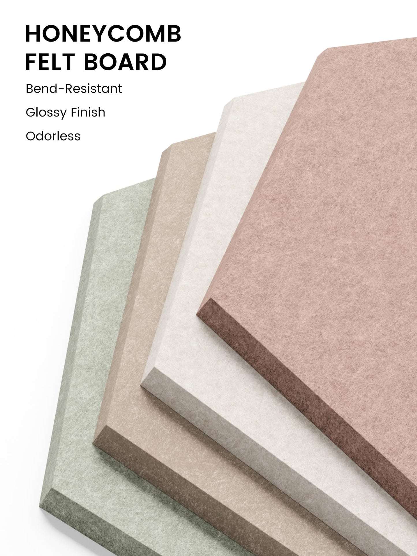 Fluxynara Hexagon Cork Board Alternative for Walls Decor-12-Pack Felt Bulletin Board Tiles,with 30 Pushpins,70 Adhesive Tabs for Office,Classrooms & Home Pin Board Felt Board-Boho