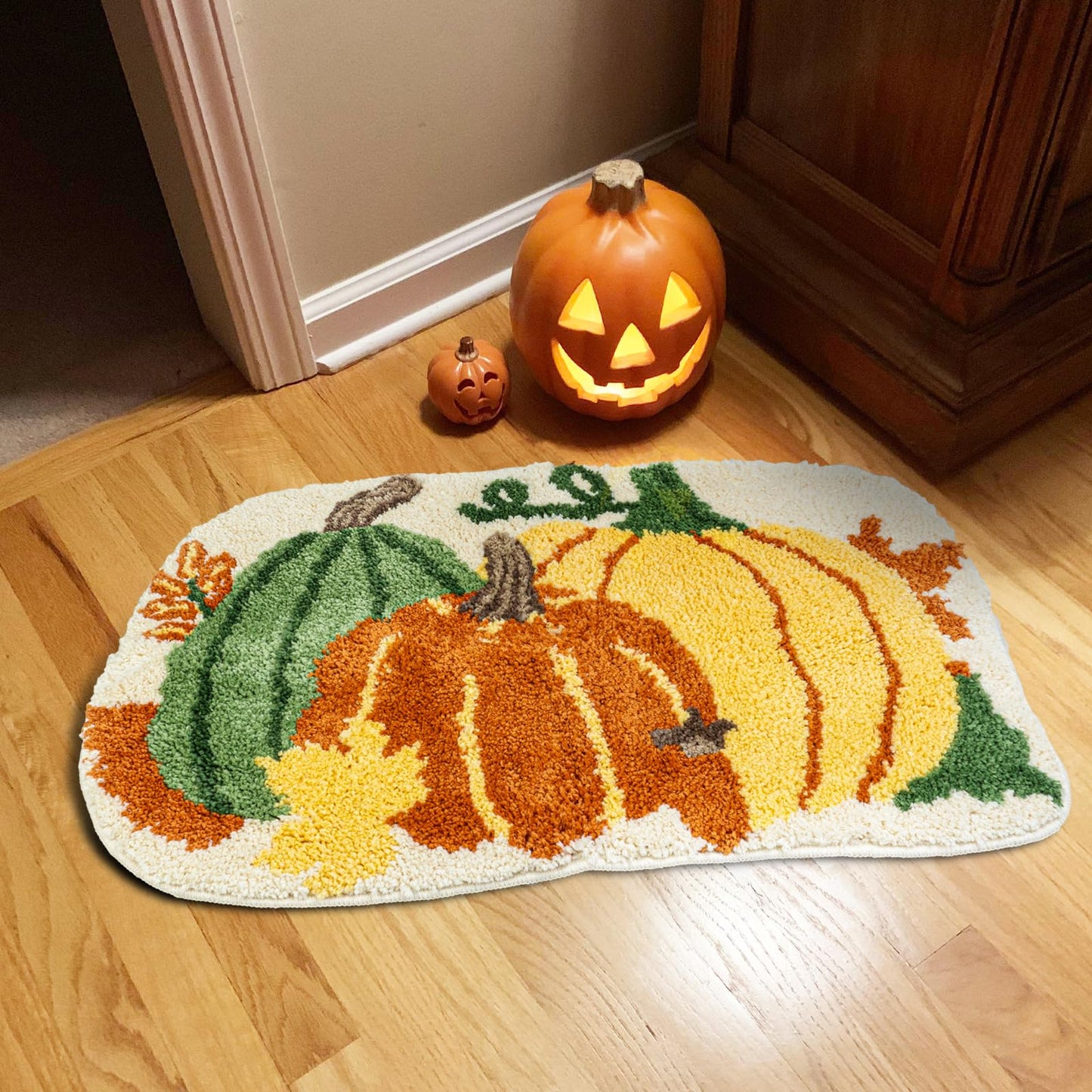 Good Haus Halloween Bath Rug for Bathroom Spooky Ghosts Bath Mat Bat Doormat Non Slip Cute Rugs for Kitchen Bedroom Holiday Outdoor Bedroom(Festival Pumpkin)