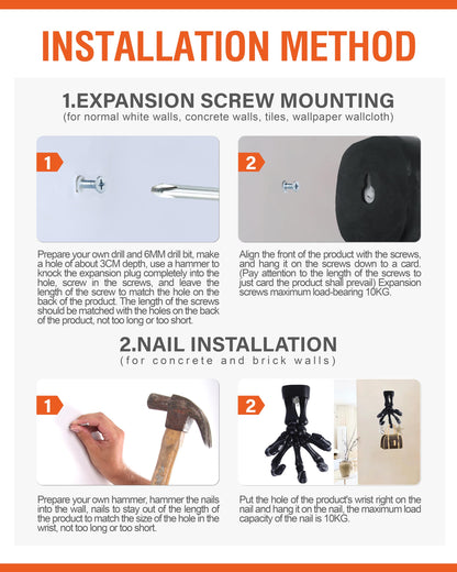SPIEASSE Upgraded Multifunctional Ghost Hand Hooks - Resin Wall Hangers with 5 Hooks, Waterproof Bathroom Hooks for Halloween, Skeleton Hands Coat Hooks, Cool Towel Holders