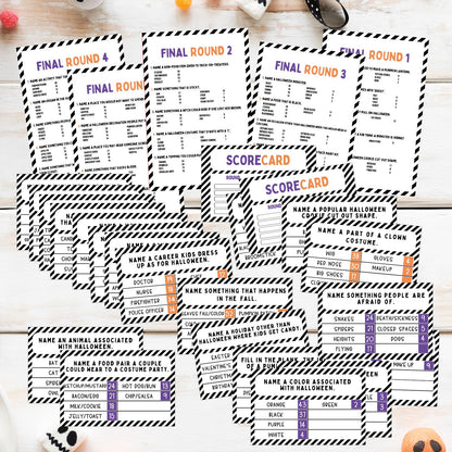 Humyoun Halloween Party Friendly Feud Game with 2 Answer Buzzers, Team Building Feud Cards for Holiday Game Night Fun Trivia Quiz for Groups Office Class