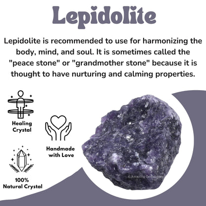 Amazing Gemstone 2 Pieces Lepidolite Raw Crystals and Healing Stones, Natural Rocks for Tumbling and DIY Raw Stones and Crystals