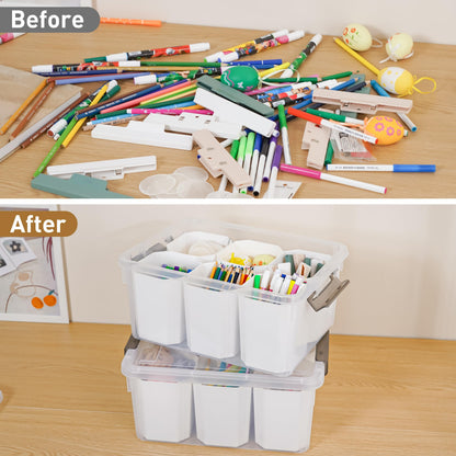 Citylife 17 QT Plastic Storage Bins Clear Storage Box with Lids Multipurpose Stackable Storage Containers for Organizing Tool, Craft, Crayon, 4 Packs