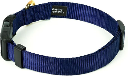 Country Brook Petz - Deluxe Nylon Dog Collar and Leash - 10+ Cool Colors (1 Inch, Extra Large, Navy Blue)