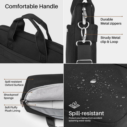 Baffina Laptop Shoulder Bag 17 17.3 Inch Business Gifts for Men Women Travel College,Laptop Briefcase for 17“-18“ Notebook Hp Dell Asus,Waterproof Computer Carrying Case Messenger Bag with Strap,Black