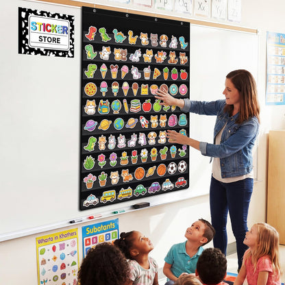 Eaasty Sticker Store for Classroom 28 x 43'' Hanging Display Organizer Sign Holder and Reward Storage Rack for Homeschool Teachers Teaching Supplies Reward Stickers Not Included