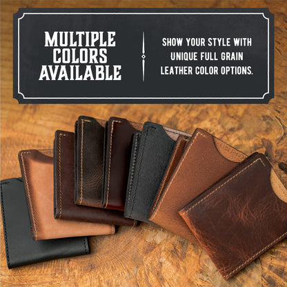 Front Pocket Slim Bifold Wallet for Men | Made in USA | Premium Full Grain Leather Men’s Wallet with Minimalist Design Tobacco Snakebite Brown