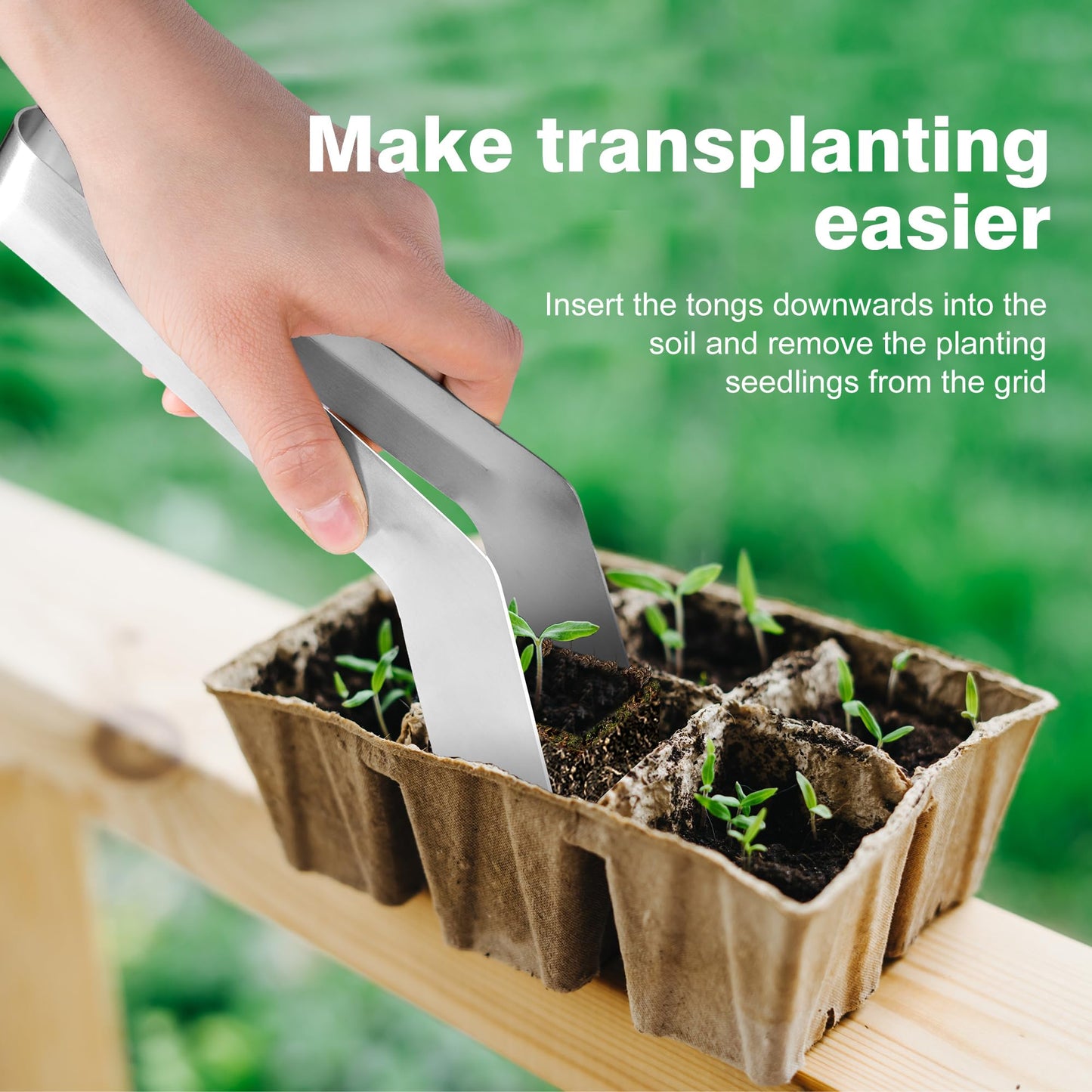 2 Pcs Seedling Transplant Tongs- 8.7 Inch Stainless Steel Gardening Plants Transplant Tongs- Seedling Remove Transplant Pliers for Reducing Root Damage