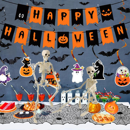【5PCS 16 Inch Height】 Halloween Decorations Outdoor Indoor Halloween Skeleton Spooky Posable Skeletons Toy Small Skeletons Hanging Decor Movable Joints Decor Graveyard Haunted Party Accessories
