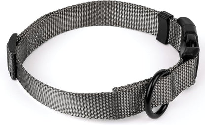 Country Brook Petz - Everyday Nylon Dog Collar and Leash - 10+ Cool Colors (1 Inch, Large, Charcoal)