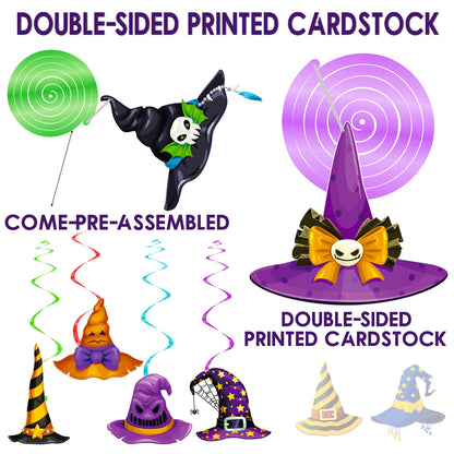 Halloween Witch Hat Hanging Swirls Witch Theme Party Decorations 20PCS Witch Hats Hanging Streamers Halloween Wizard Hat Decor for Spooky Scary Birthday Baby Shower Supplies