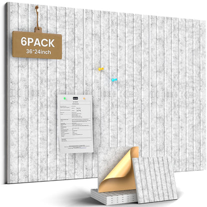 JBER Large Felt Bulletin Board 36" x 24" - 6 Pack Felt Wall Tiles, Cork Board Alternative to Use in Office & Home Decor, Classroom Decor, Vision Board to Display Your Photos(Silver Gray)