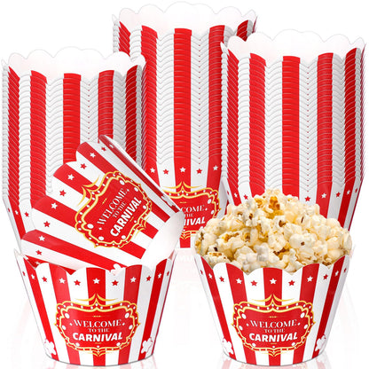 Epakh 100 Pcs Carnival Cupcake Wrappers Red White Striped Baking Cups Wrapper Circus Supplies Popcorn Decorations for Movie Night Carnival Party Birthday Circus Theme Decoration Popcorn Party Favors