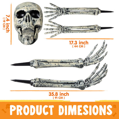JOYIN 5 Pcs Halloween Skeleton Decorations Outdoor, Life Size Skeleton Yard Stakes, Groundbreaker Skulls Decor for Graveyard Yard Lawn Garden Ground Party Supplies