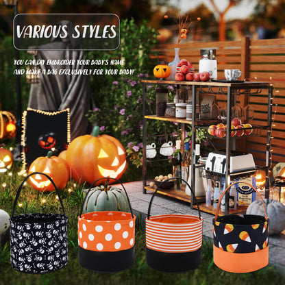 Halloween Candy Basket for Kids, Trick or Treat Bucket Boo Spooky Small Baskets for Girls/Boys Gift Baskets (Polka Dot)