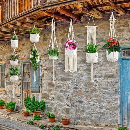 SFENNGPET Macrame Plant Hangers, 6Pack Hanging Planters for Indoor Plants w/ 6 Set Hangers Kit Handmade Macromay Plant Hangers Indoor Flower Pots Holder Stand for Boho Home Décor (POTS NOT Included)