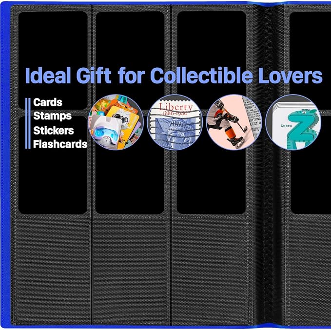 【2026】Trading Card Binder 9 Pocket, Premium Sports Collection Binder Game Cards Book with Sleeves Side Loading, Anti-open Strap Double Sided Waterproof 360 Card Folder