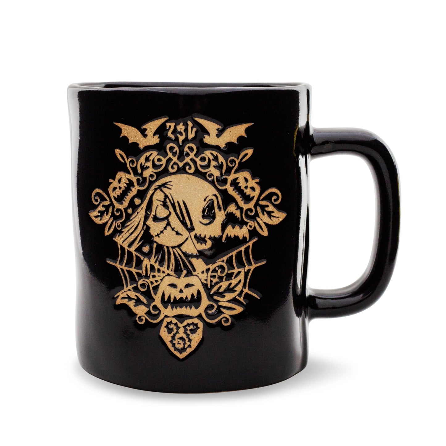 Disney The Nightmare Before Christmas Jack And Sally Wax-Resist Ceramic Pottery Mug | Large Coffee Cup For Tea, Espresso, Cocoa | Holds 25 Ounces