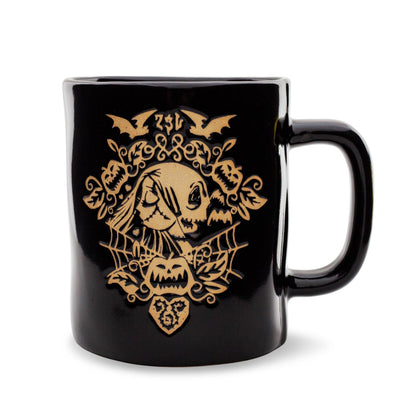 Disney The Nightmare Before Christmas Jack And Sally Wax-Resist Ceramic Pottery Mug | Large Coffee Cup For Tea, Espresso, Cocoa | Holds 25 Ounces