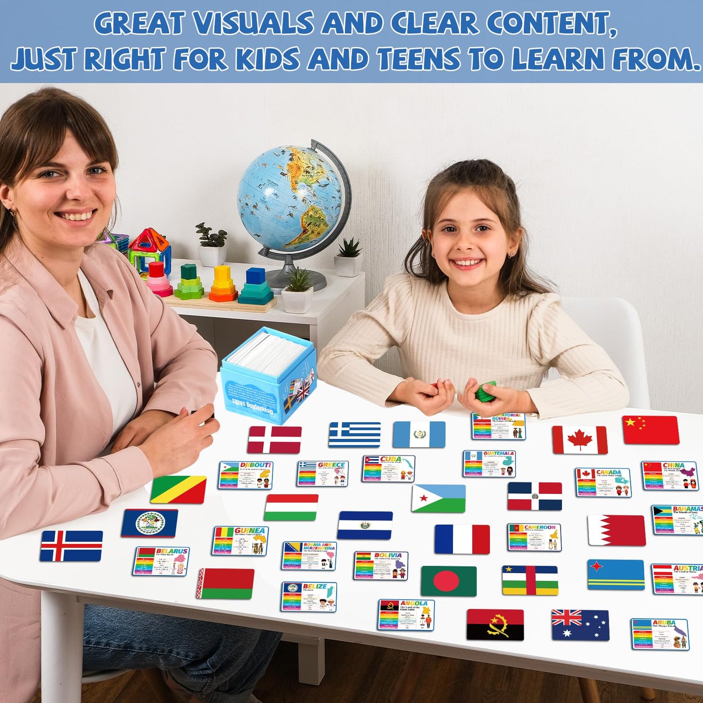Countries of The World Flashcards Country Flag Continent Capital Language Learning Flash Cards Laminated Geography Culture Educational Cards Game Gift for Adults Family Classroom Teachers Students