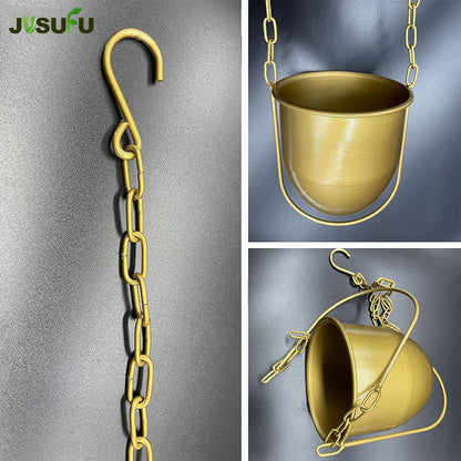 JUSUFU Metal Hanging Planters for Indoor & Outdoor, No Plant Included(Gold)