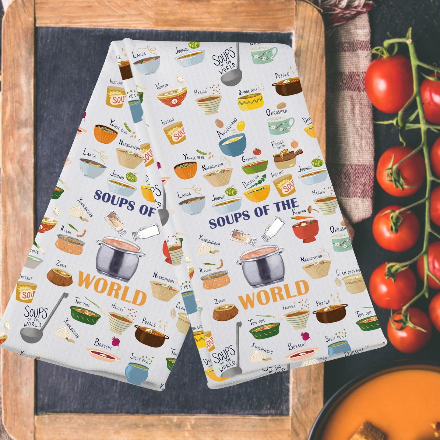 G2TUP Soups Kitchen Towels Soup Dish Towels Soup Themed Towel Soups of The World Gift (SOUPS of The)
