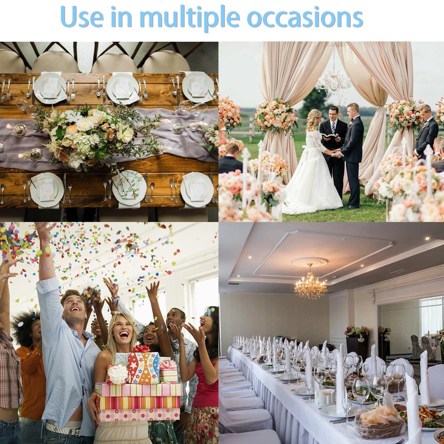 WJWHQ 100PCS Spandex Stretch Chair Sashes Bows Elastic Chair Cover Bands Ties with Buckle Slider for Wedding Party Reception Events Universal Ceremony Banquet Decorations(Baby Blue)