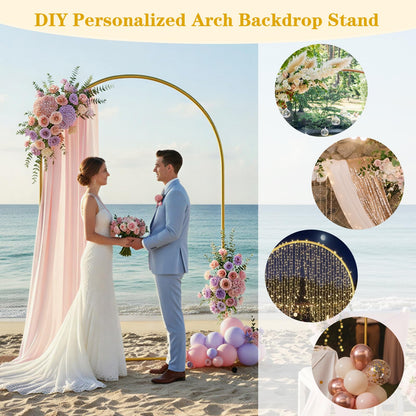 7.2 FT Metal Arch Backdrop Stand, Gold Wedding Arch Frame, Floral Balloon Arch Stand for Birthday Baby Shower Bridal Anniversary Graduation Ceremony Party Backdrop Decoration