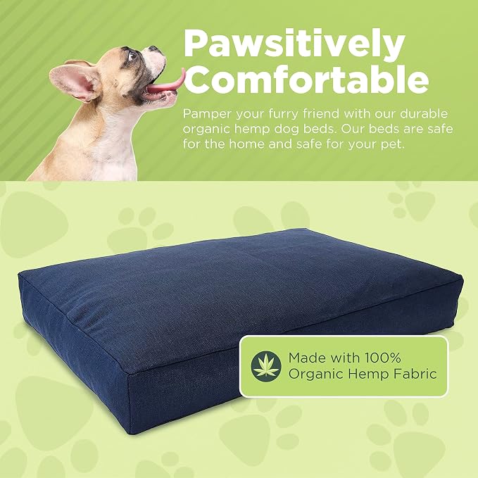 X-Large - 48 x 30 x 5 - Cranberry Premium Organic Hemp Dog Bed - CertiPUR Fill - Removeable Cover