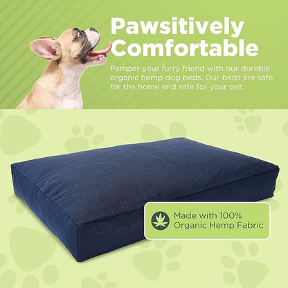 X-Large - 48 x 30 x 5 - Cranberry Premium Organic Hemp Dog Bed - CertiPUR Fill - Removeable Cover
