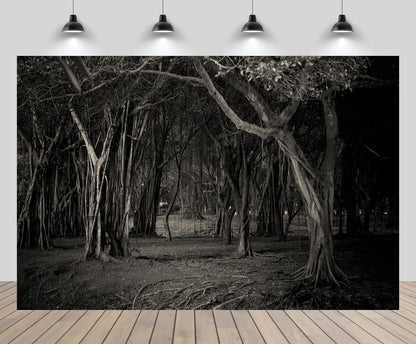 chnywork 9x6ft Misty Dark Forest Backdrop Halloween Woods Gloomy Grove Mystery Vampire Forest Background Magic Witch Wizard Sorcerer Ghost Halloween Festival Party Decors Portrait Photo Props