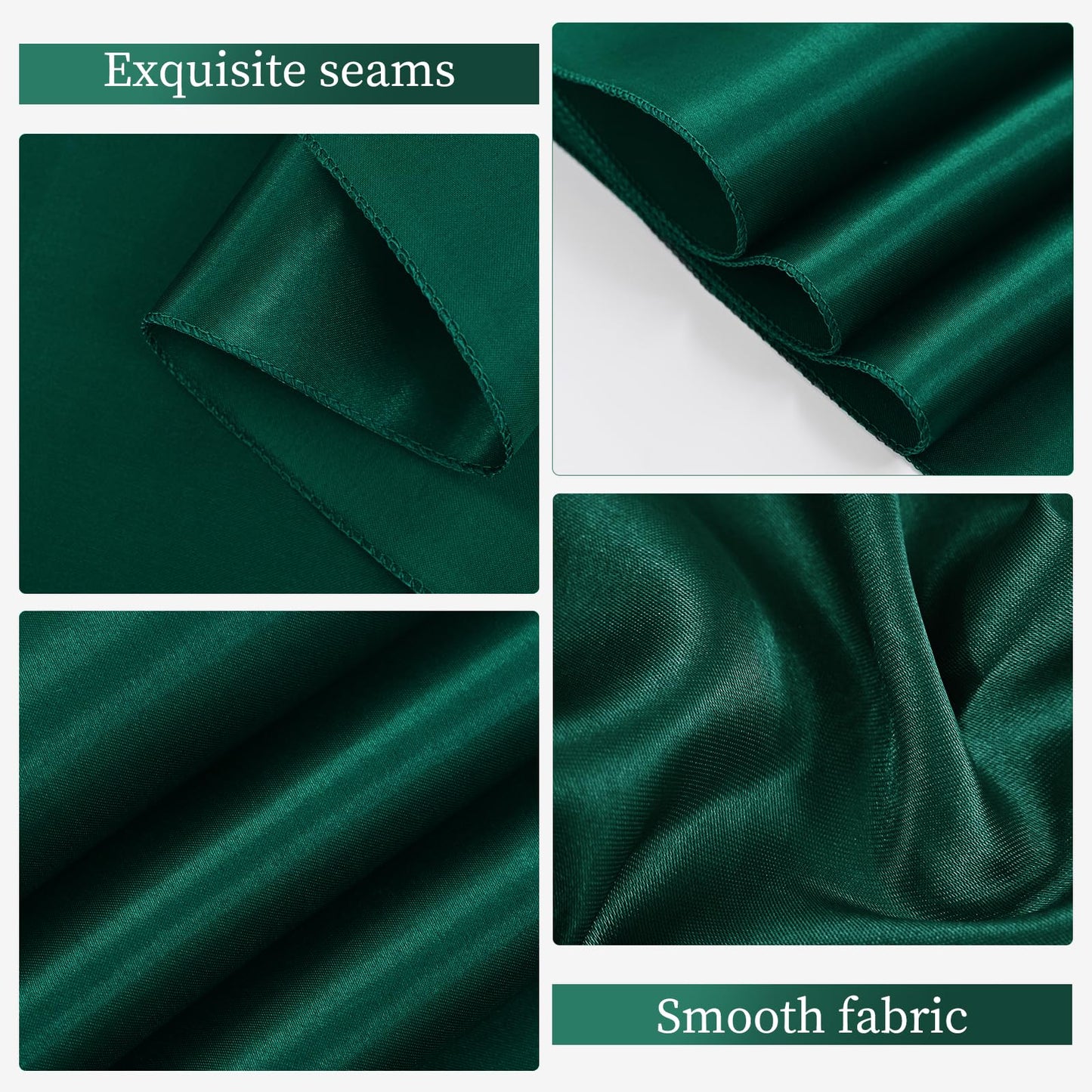 LOKUME Satin Chair Sashes - Dark Green Ribbon Ties for Wedding, Birthday, Banquet & Event Decoration (50 PCS, 7 x 108 Inch)