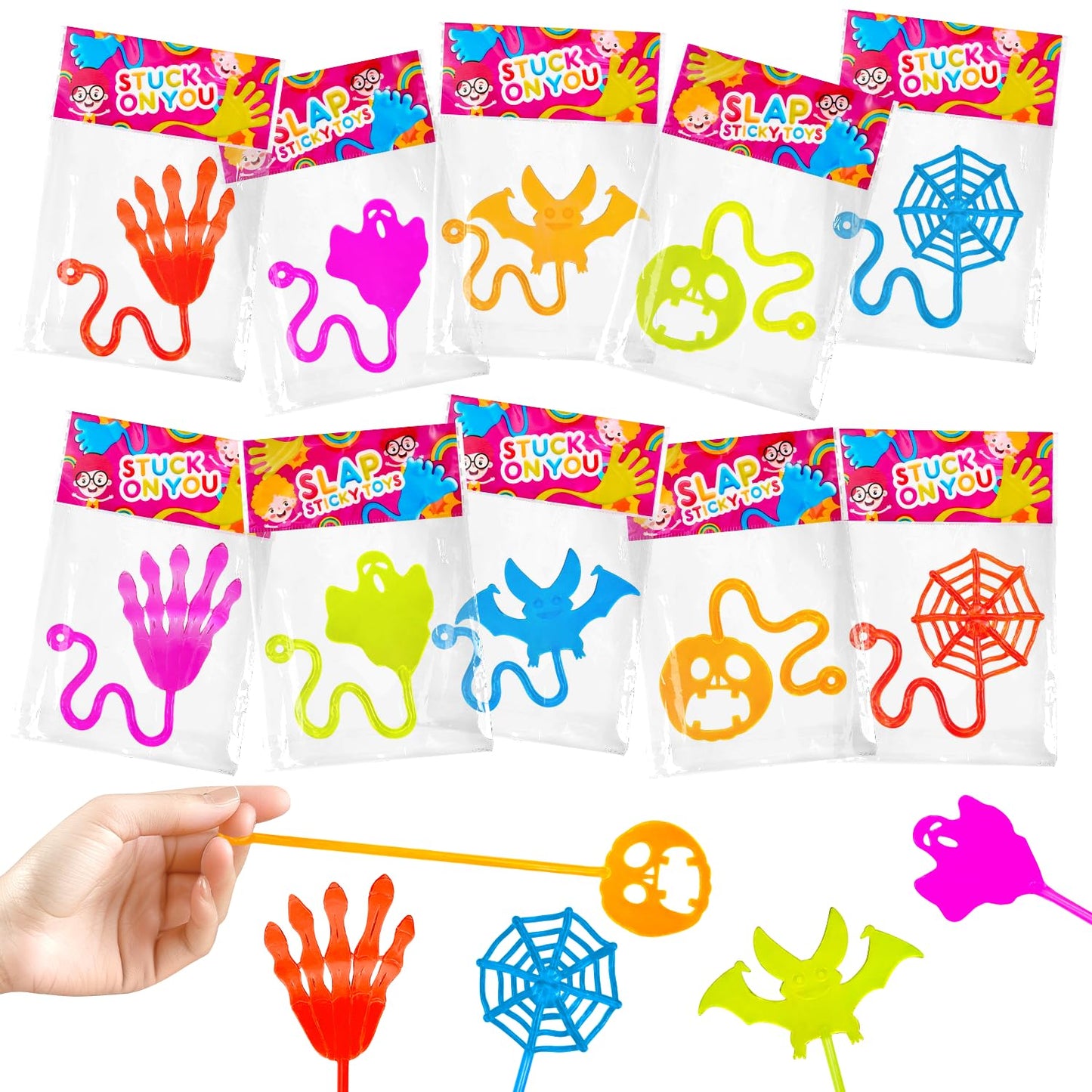 Bulk Sticky Hands Party Favors Supplies for Toddlers 60 PCS, Halloween Non Candy Trick or Treat Items for Kids, Birthday Pinata Goody Bag Stuffers, Small Classroom Toys Gifts Prizes for Boys Girls