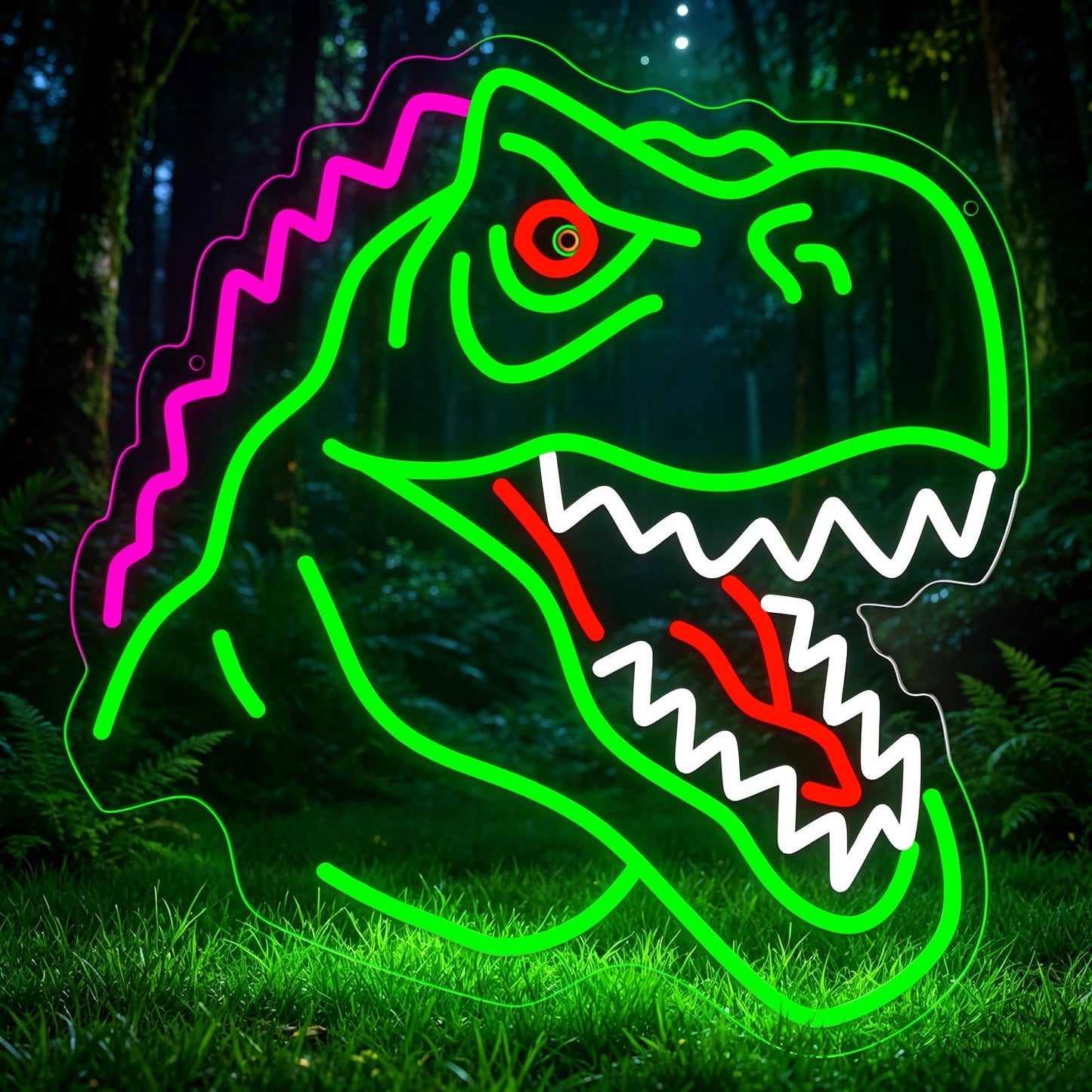 Dinosaur Neon Sign Lights for Wall Decor, T-REX LED Sign for Room and Man Cave Decor, Dimmable Powered LED Signs for Bedroom, Man Cave Party, Birthday Christmas Gift (T-REX Green)