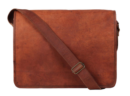 RUSTIC TOWN 15 inch Vintage Crossbody Full Grain Leather Laptop Messenger Bag