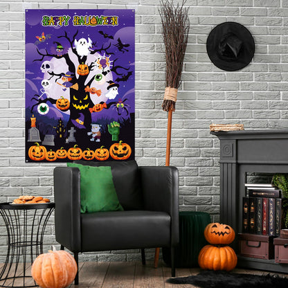 MiniInflat Halloween Felt Board 3.4FT 36 Pcs Happy Halloween Felt Story Board Dead Tree DIY Craft Project Scary Pumpkin Ghost Hanging Ornament Decor Storytelling for Trick or Treat Gift (36, Tree)