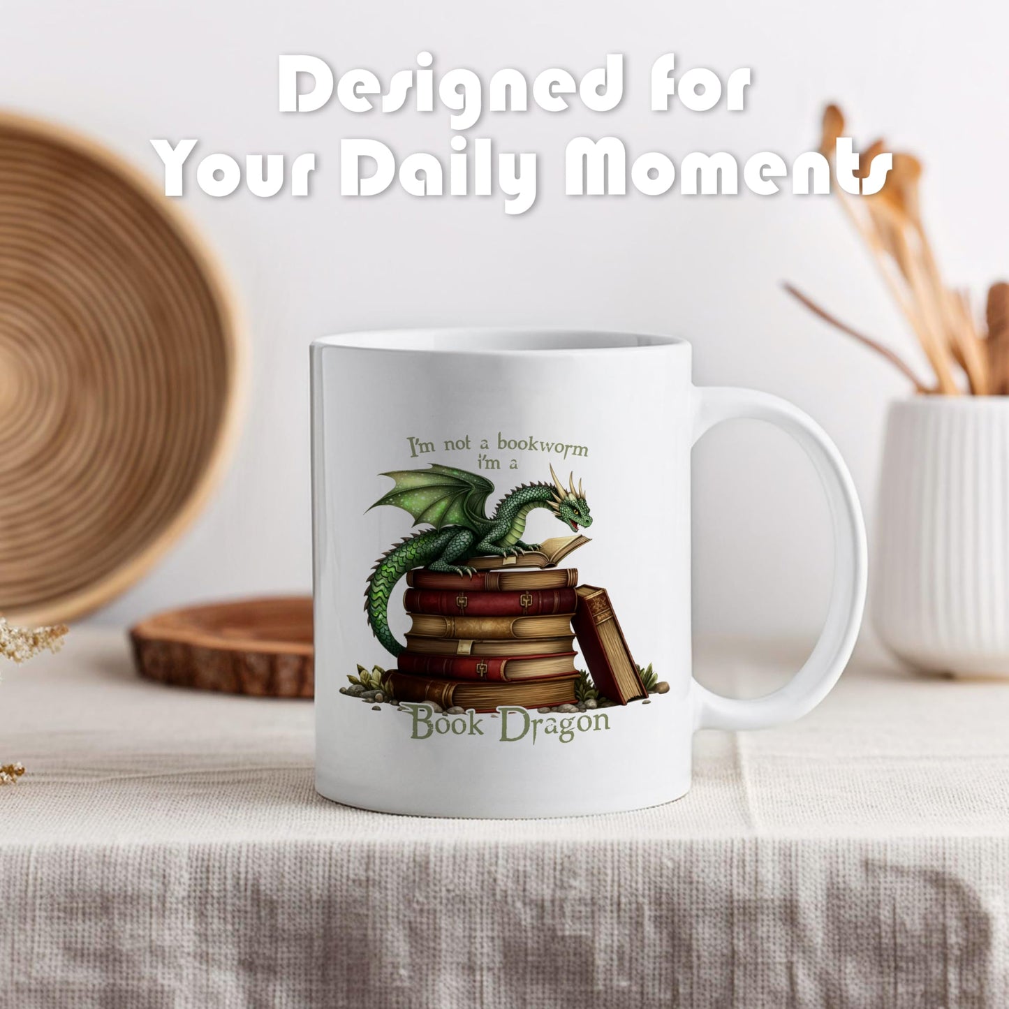WDSFHYJK Funny Dragon Book Lover Coffee Mug,Gifts for Avid Readers Women,I Am Not A Bookworm, I Am A Book Dragon Coffee Cups Ceramic 11oz,Coffee Mug Gifts for Family Office College