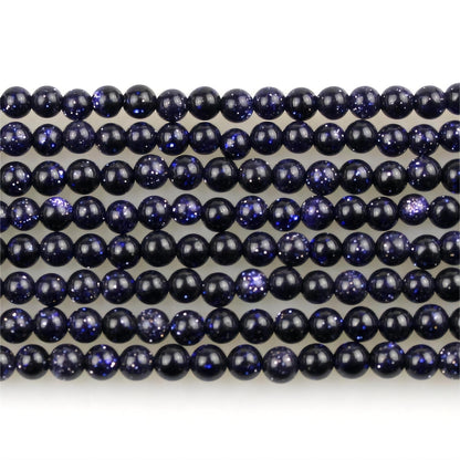 MJDCB 320pcs Small Stone Beads 2mm Blue Sandstone Round Smooth Loose Gemstone Bead for Jewelry Making Bracelets Earrings Necklaces Accessories