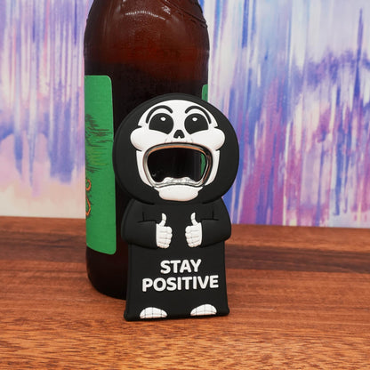 GOOFBALLS Funny Magnetic Bottle Opener – Beer Opener with Hilarious Saying – Strong Magnet for Fridge or Man Cave – Great Gag Gift for Beer Lovers, Dads, or Friends - Stay Positive