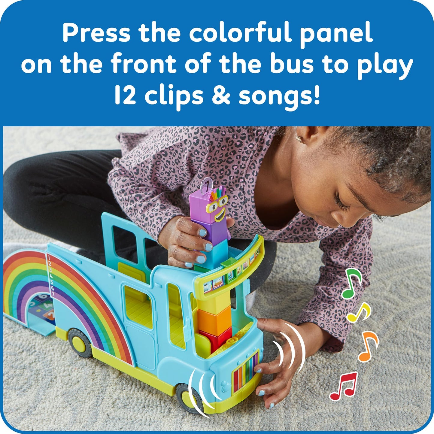 hand2mind Numberblocks Rainbow Counting Bus, Music Toys for Kids Ages 3-5, Toddler Musical Number Toys, Play Figure Playsets, Preschool Learning Toys, Birthday Gifts for Kids