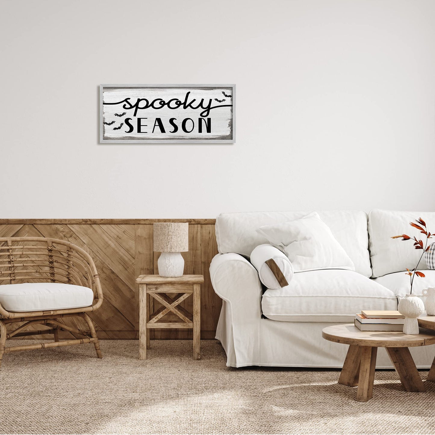 'Spooky Season Sign Black Bats Halloween Phrase'| Framed Giclee Art