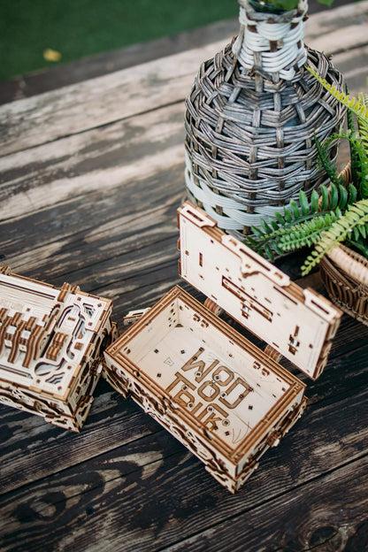 Wood Trick Enigma Chest Lock Puzzle Box Wooden 3D Puzzles for Adults to Build - Engineering DIY Project Mechanical Model Kits for Adults Wooden Models