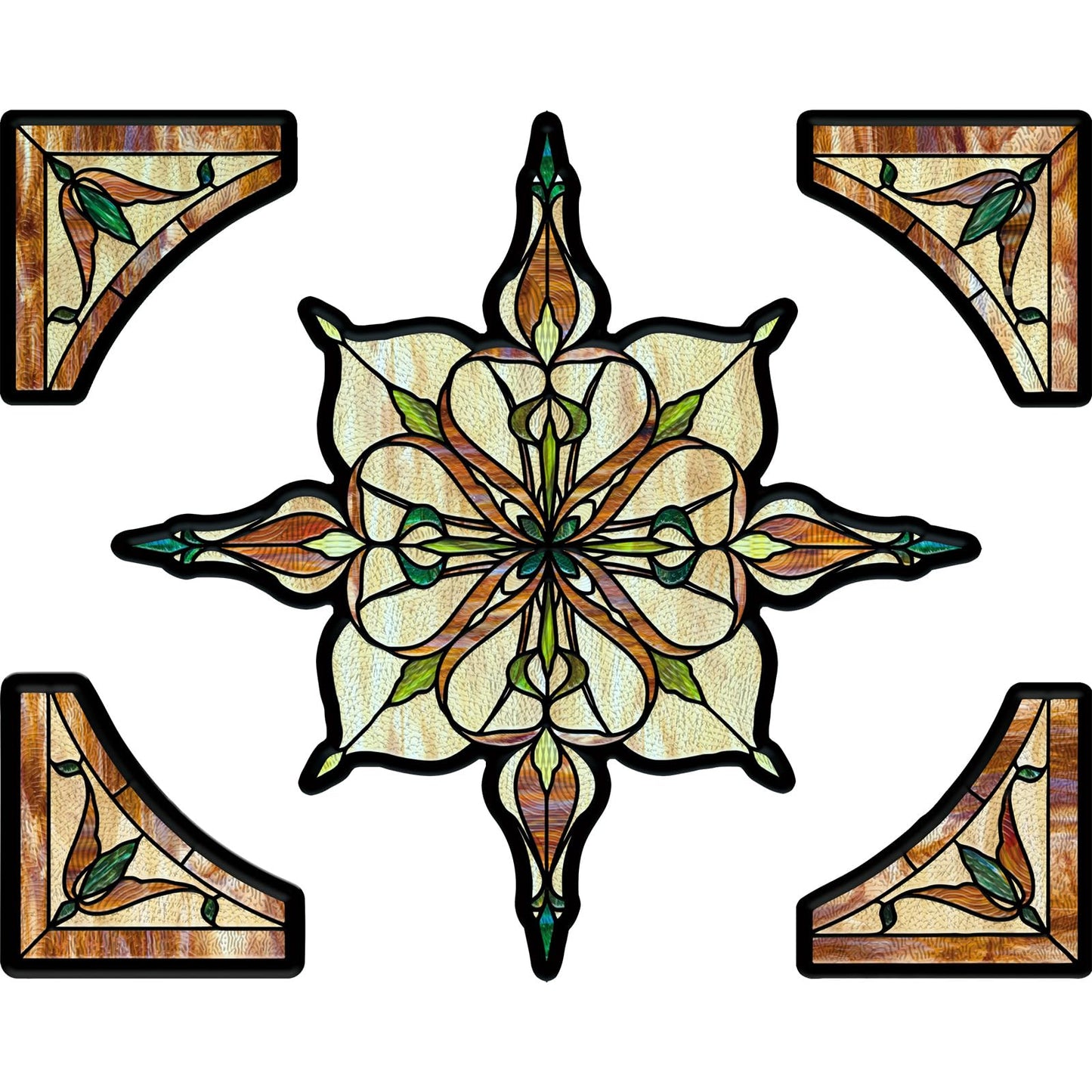 ADD.HERES Window Stickers, ‌Stained Glass Window Privacy Film, UV Blocking Static Cling for Home Kitchen Office Bathroom, Amber Starry Light, 11.81" X 15.75"