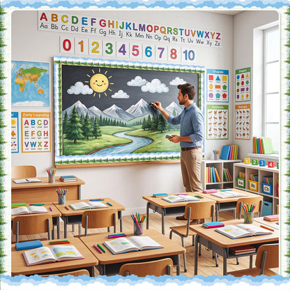 Trandraft 2 Rolls 65.6ft White Clouds Trees Bulletin Board Decorations Clouds Bulletin Board Borders Strips Classroom Decor Back to School Trim Borders for Home Office