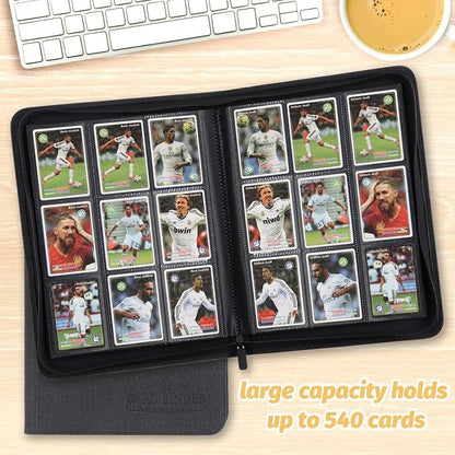 9 Pocket Card Binder, Premium Zip Trading Card Binder, 540 Double Sided Pocket PU Collection Binder, Collector Album, Card Folder for MTG, TCG, Sports Cards (Black)
